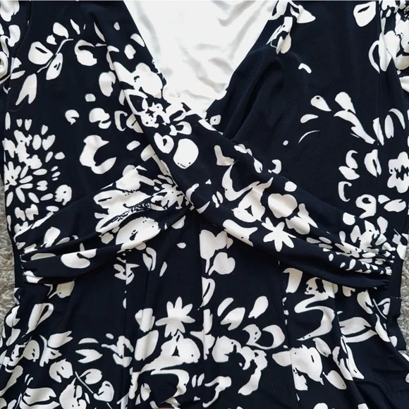 Floral Black and White Dress Mini Short Dress Neutral XL - Picture 3 of 6